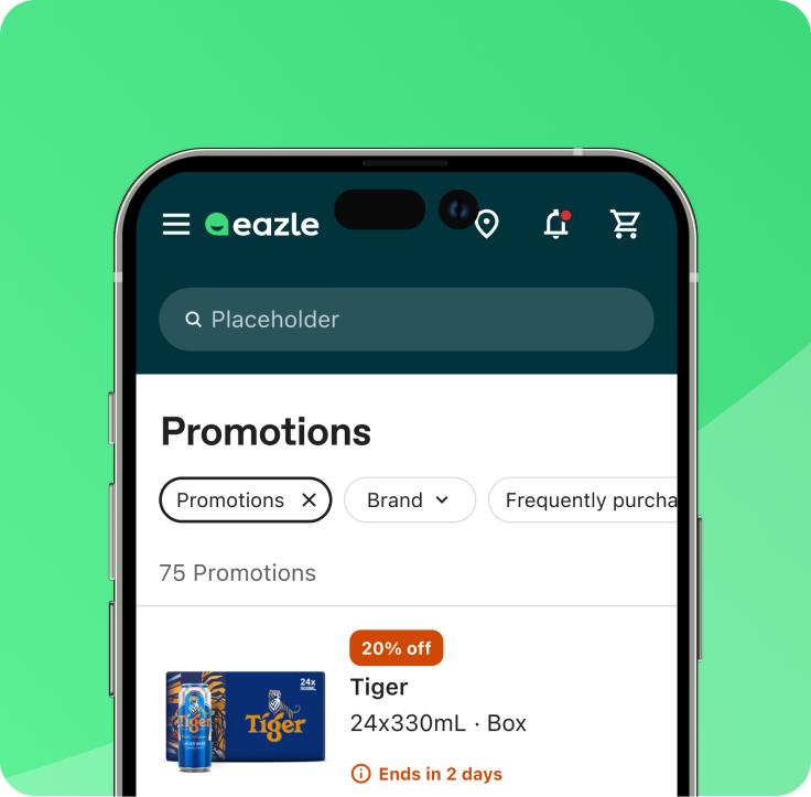 Eazle promotions platform shown on an iPhone